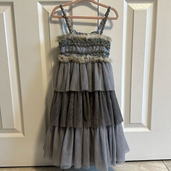 Luna Luna Other - Luna Luna Exquisite Grey Girls Tulle & Beaded Birthday Party Dress - Size 4/5